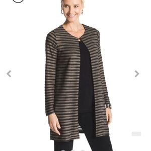 Chico's Black and Tan Striped Cardigan